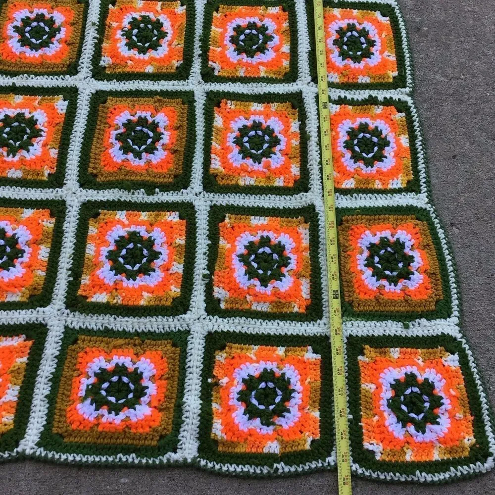Granny Squares Home Made Crochet Throw Blanket 36” X 44” Good Condition